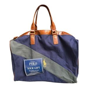 Ralph Lauren Polo The World of Polo Traveler Bag Vintage green and blue canvas